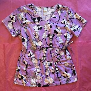 Cherokee Tooniforms Disney Minnie Mouse Scrub Top Size Small